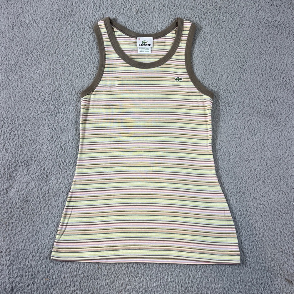 Lacoste‎ Tank Top Women's US Size S (EU/4) Multicolor Striped Ribbed Cotton Logo